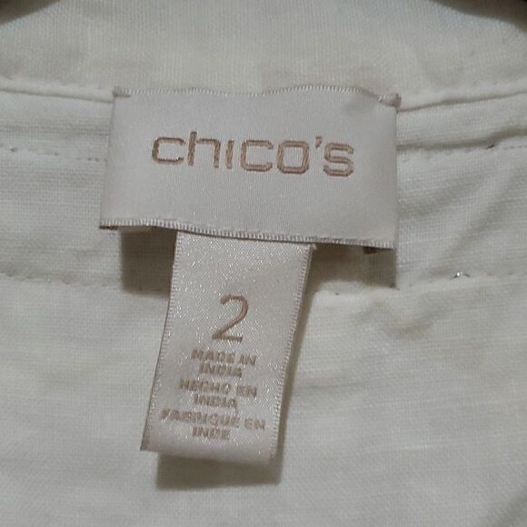 Chico's 100% Linen White Jacket Wiih Silver Beading and Sequins - Picture 14 of 16